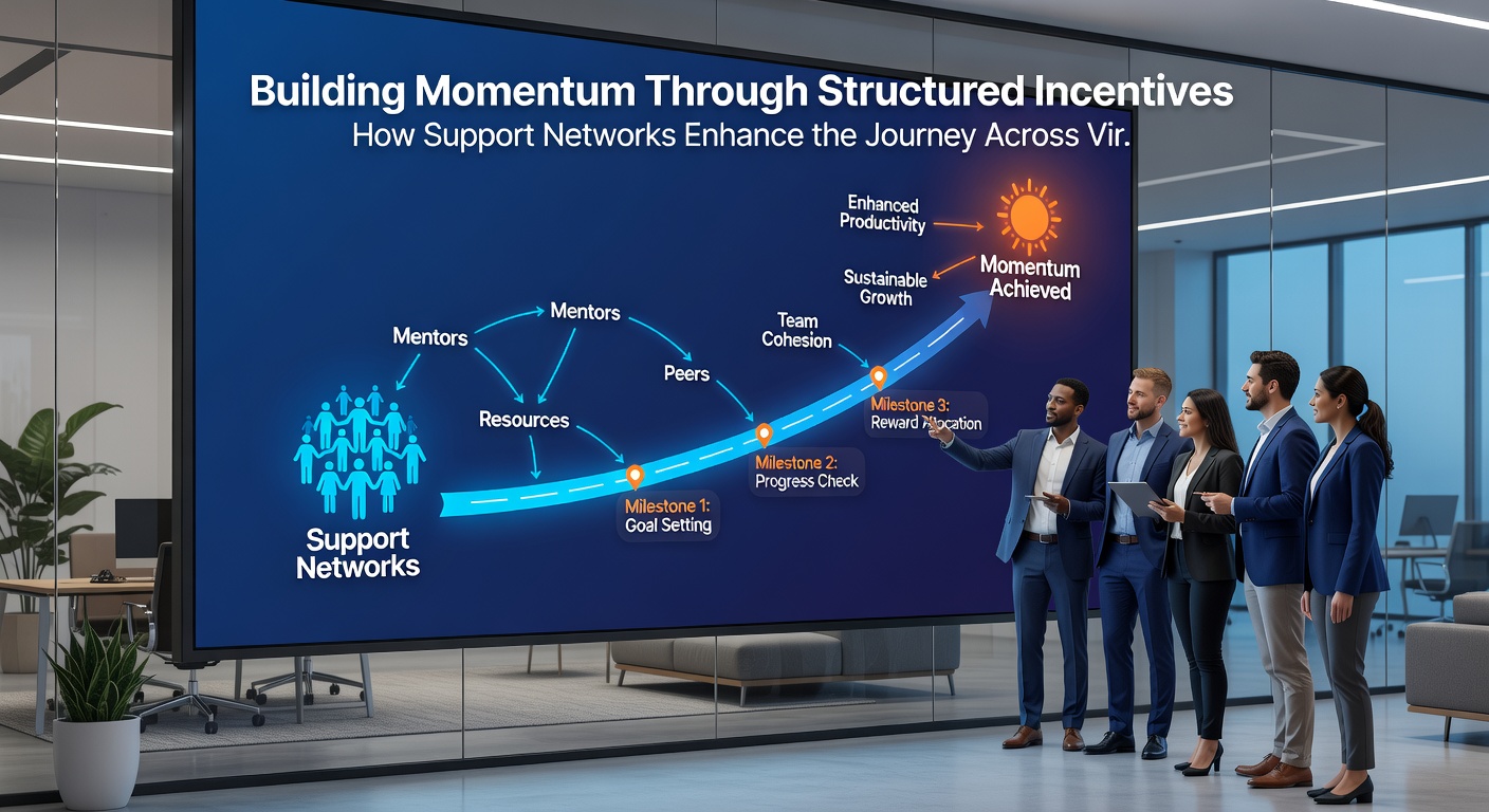 Players engaging with support networks and incentive progress trackers on mobile sports and gaming apps