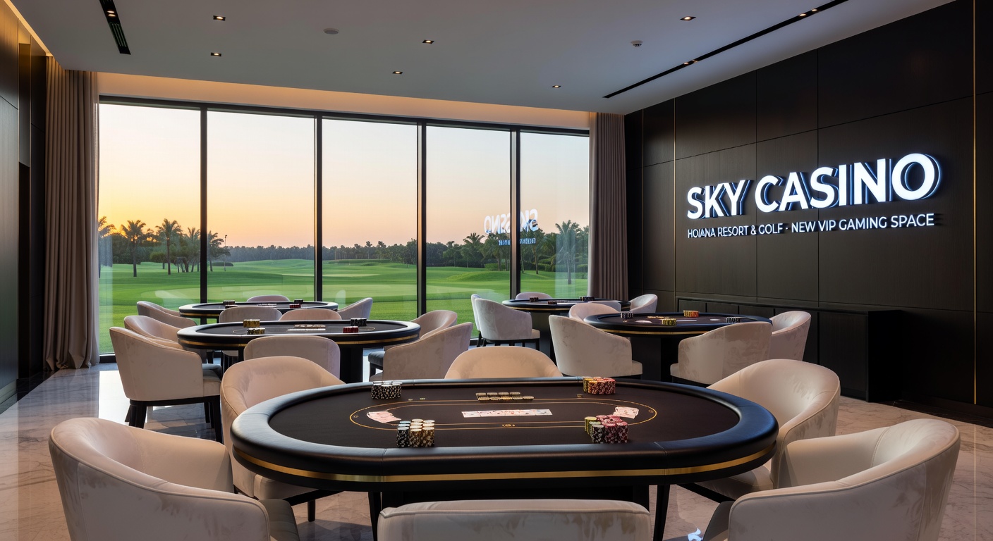 Sky Bar area at Hoiana Sky Casino with panoramic views and premium service setup