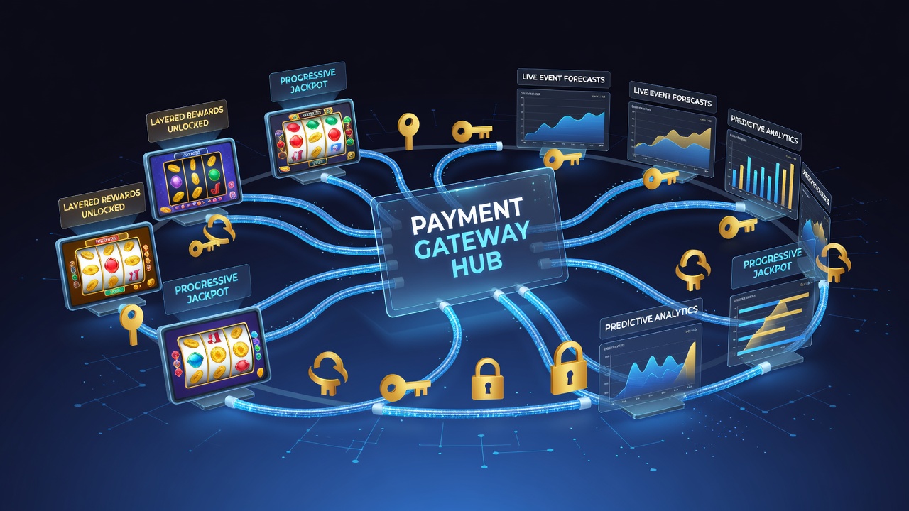 Secure payment gateway dashboard showing transaction flows and reward accumulation metrics for mobile gaming platforms