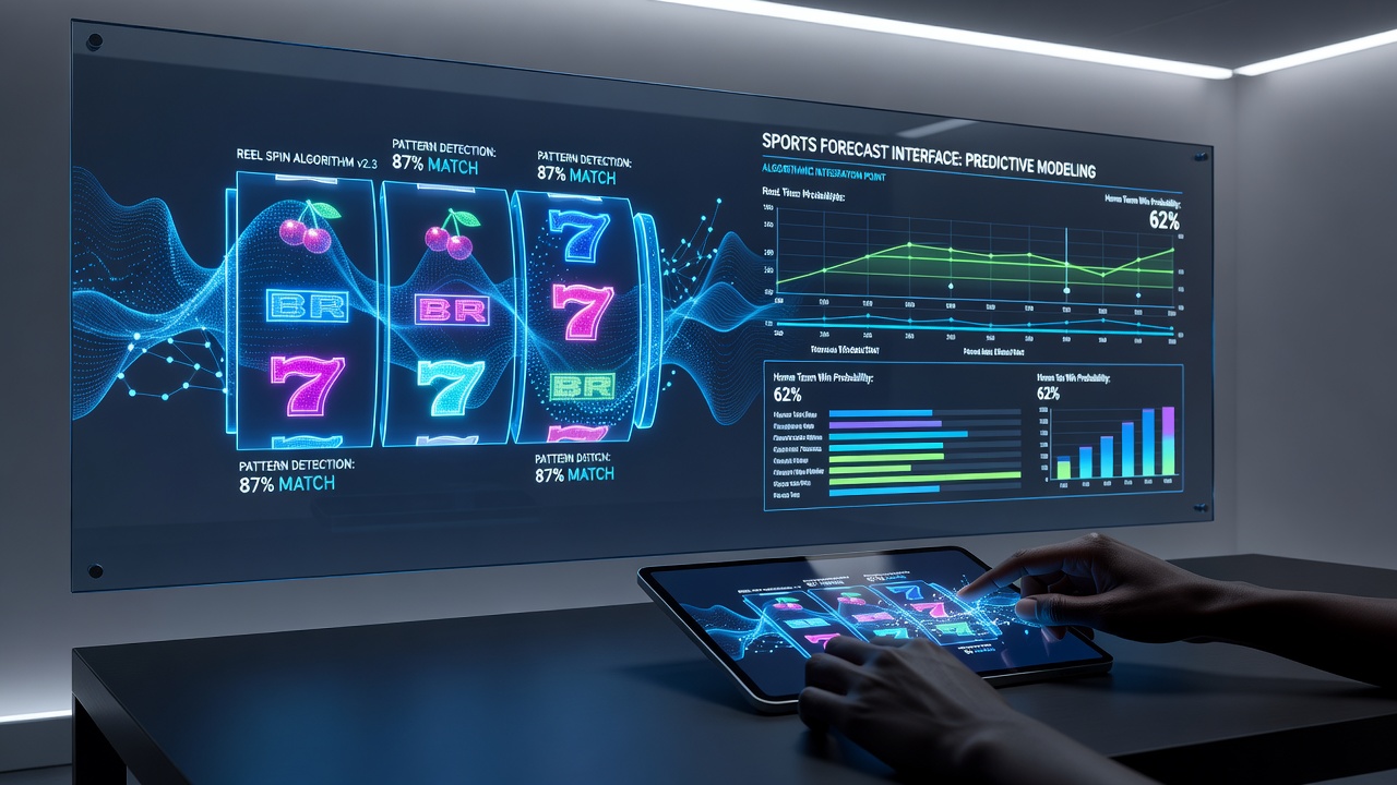 Integrated dashboard showing cross-referenced algorithmic outputs from slot reels and sports betting forecasts